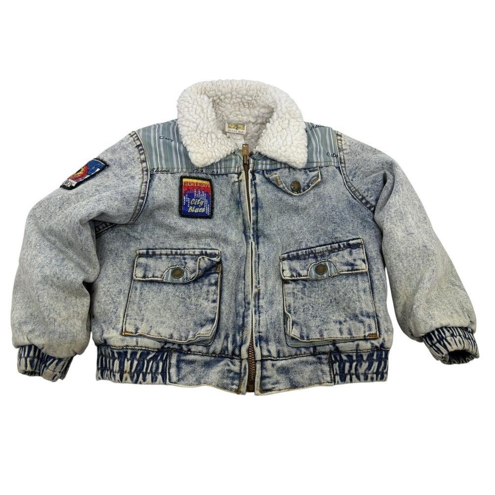 Vtg 80s Bugle Boy City Blues Sherpa Jean Jacket Toddler Boy 4Y